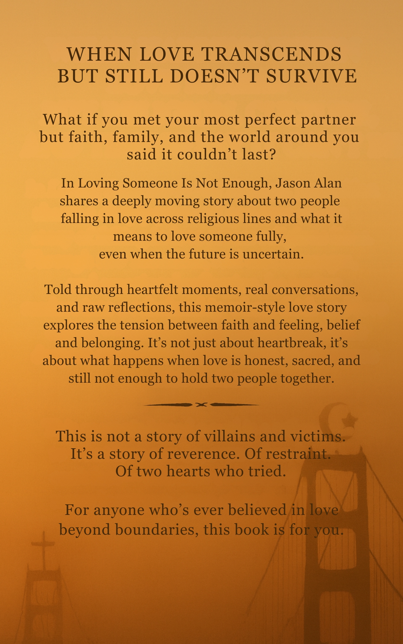 Loving Someone Is Not Enough, back cover